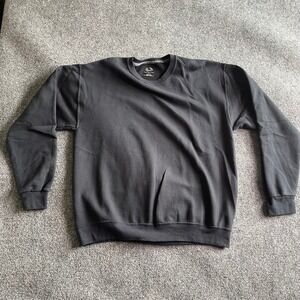 Fruit of the Loom Mens Crewneck Sweatshirt Black Solid Fleece Pullover Large L